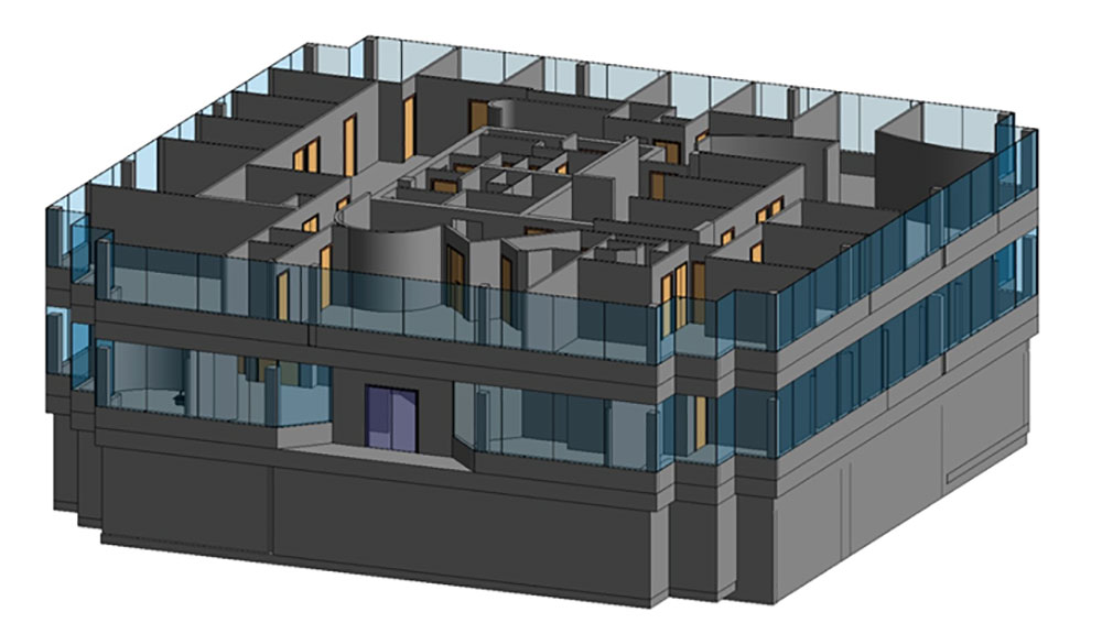 3D BIM Model of 3-Story Building